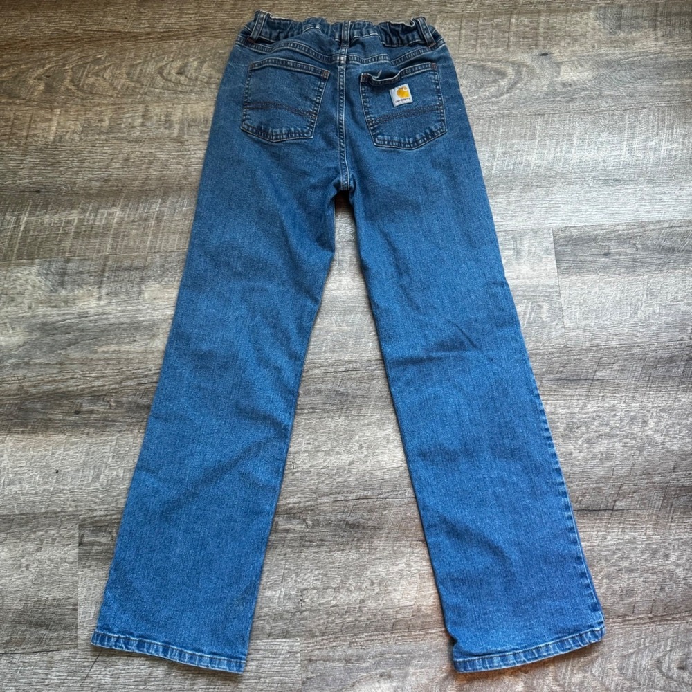 Carhartt BD8374-B Girls Jeans Size 14 Straight Leg Blue Adjustable Waist Denim